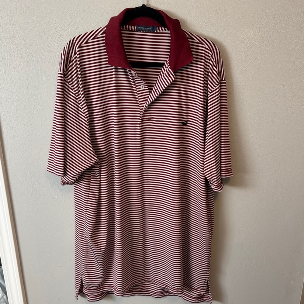 Classic Striped Polo Shirt - Maroon and White